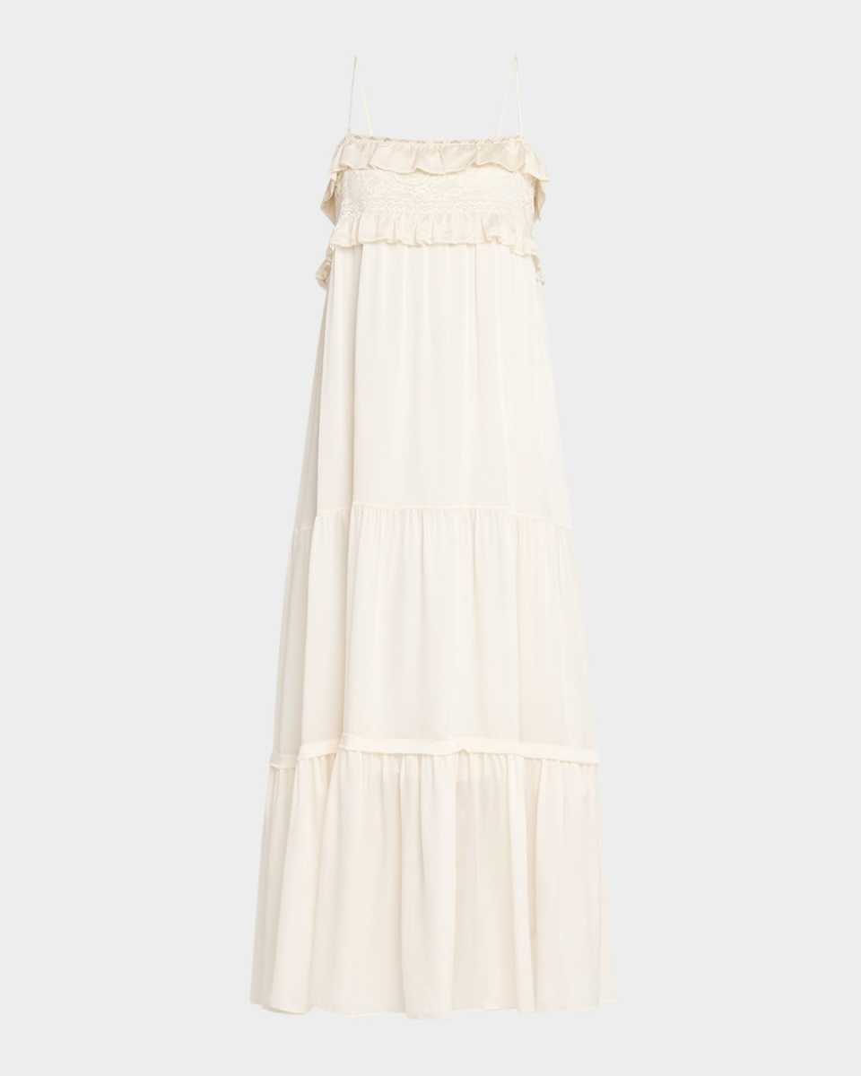 Ruffle Empire-Waist Tiered Ankle Dress